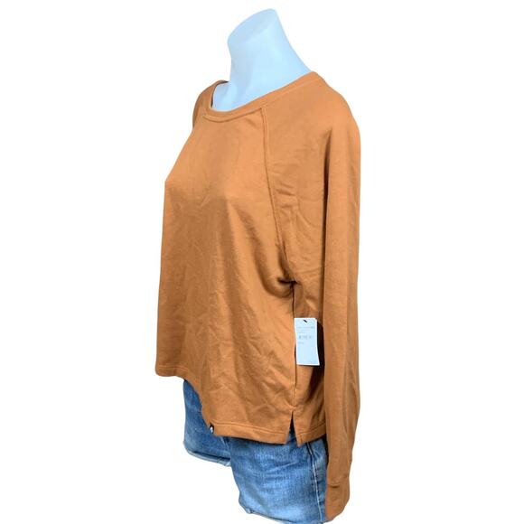 Circle X Cozy Raglan Oversized Comfy Crewneck Sweatshirt in Rust Loungewear - Picture 2 of 4
